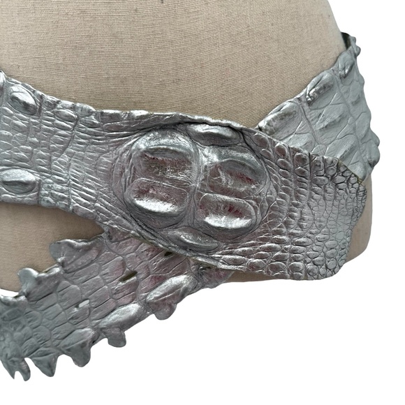 ROBERTO CAVALLI SILVER CROCODILE WIDE BELT main image 7